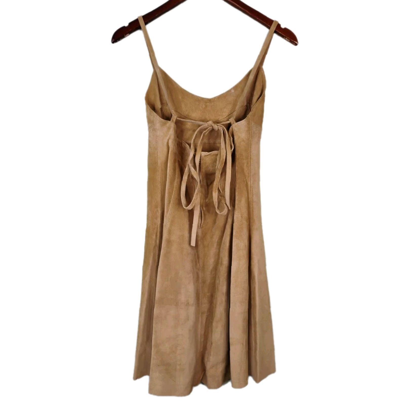 Hunter VINTAGE Bounty Hunter Suede Leather Dress Sleeveless Backless Tie Strap Brown Small - Women - Dress Size S / US 4 / IT 40 - 2 Thumbnail