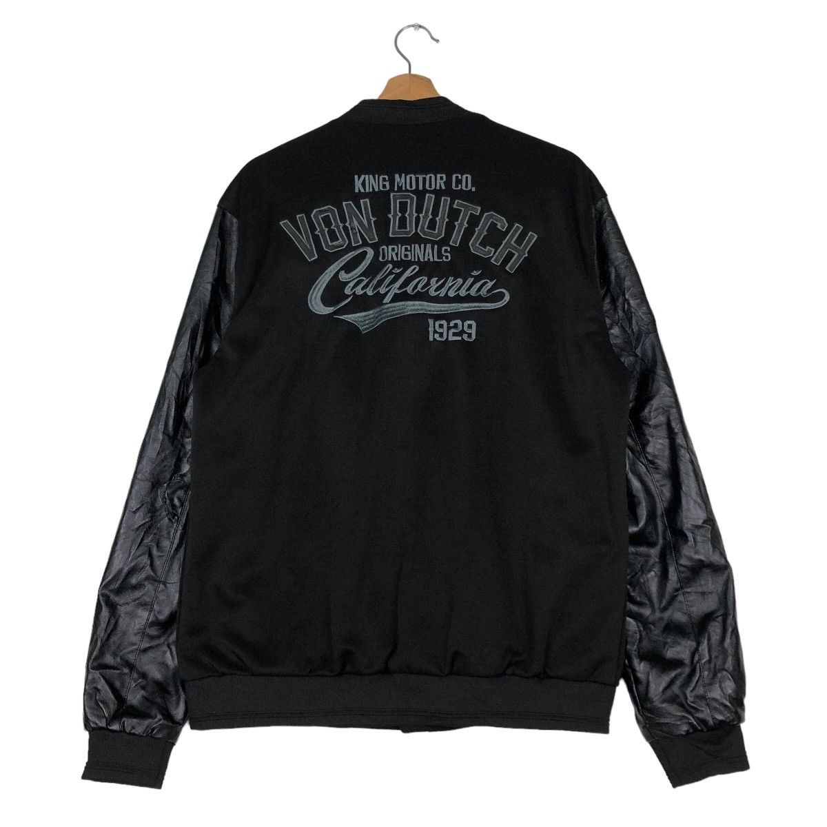 Japanese Brand 🔥Vintage Biker Jacket Von Dutch Leather Handling Big Logo Size US XXL / EU 58 / 5 - 8 Thumbnail