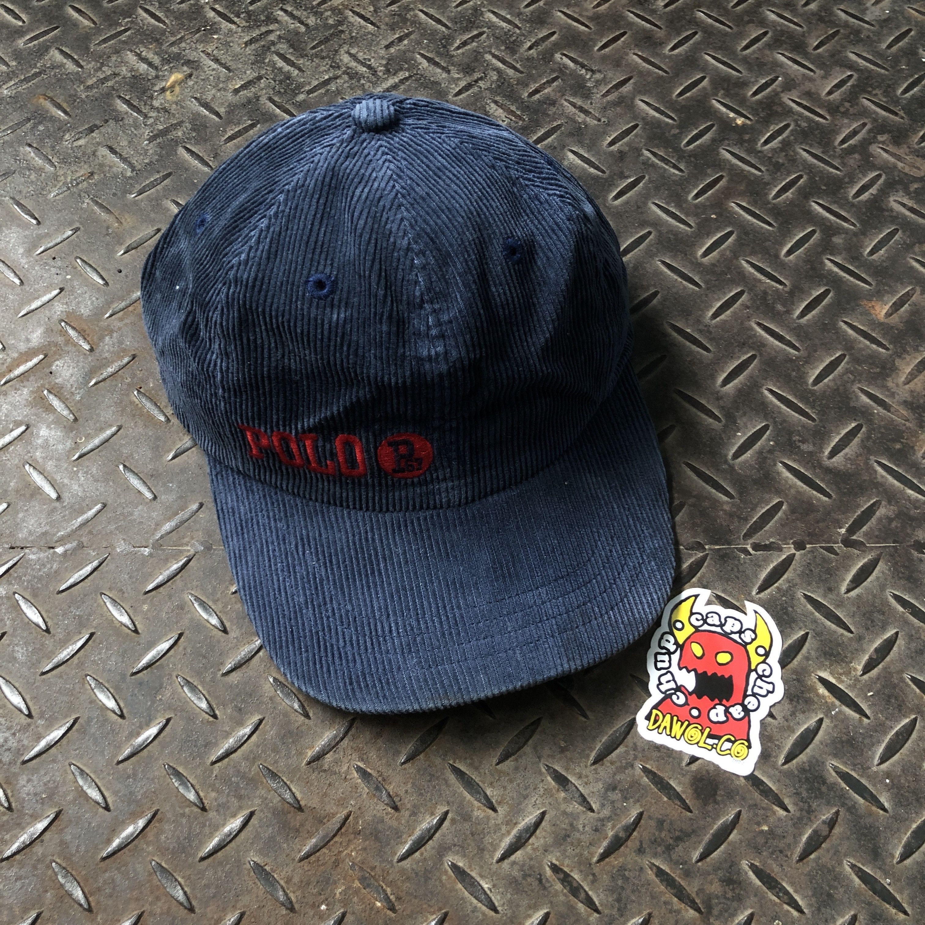 Polo Ralph Lauren 🔥RARE🔥Vintage 80's Polo Ralph Lauren Corduroy Navy Hat Size ONE SIZE - 2 Thumbnail