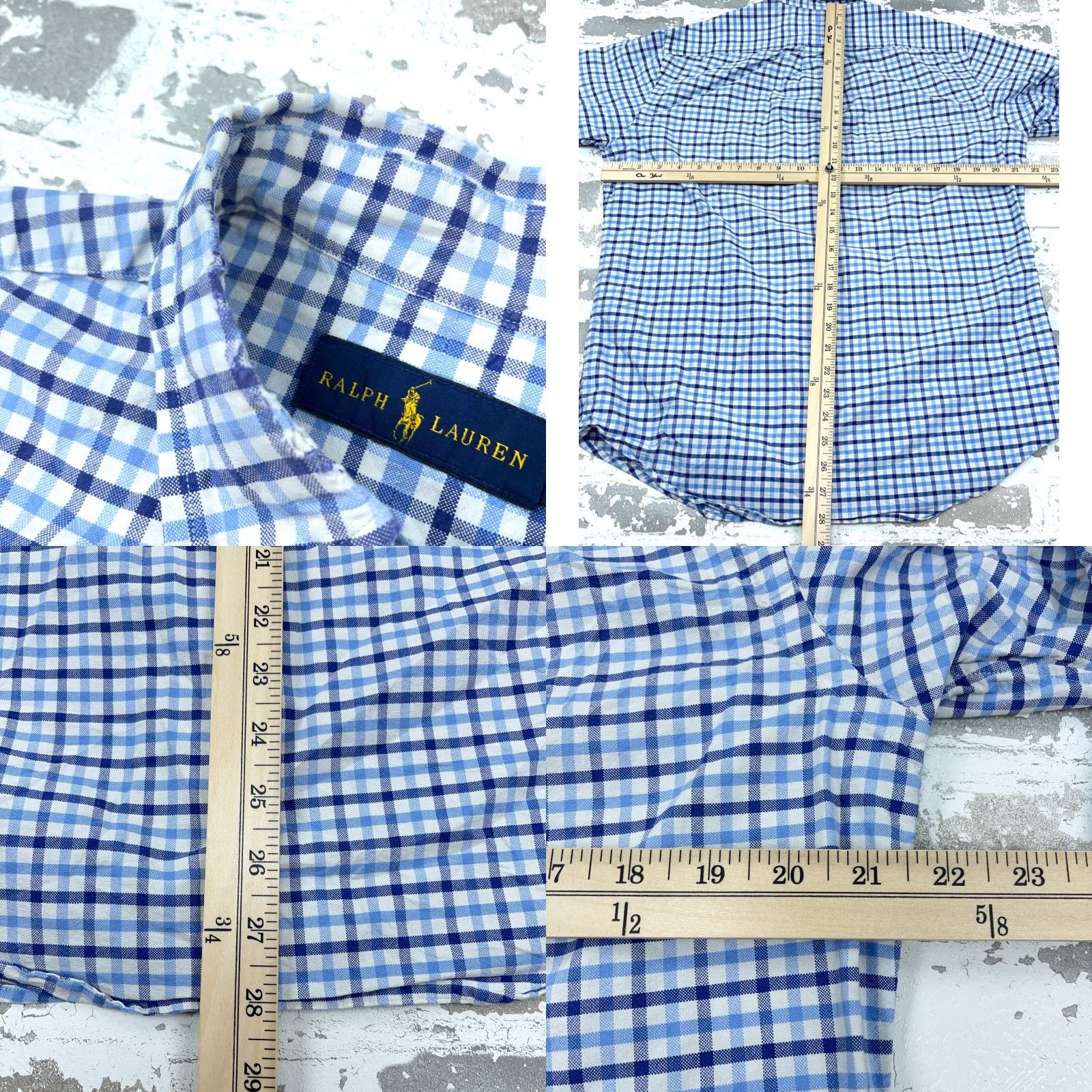 Ralph Lauren Ralph Lauren Shirt Men Medium Blue Button Up Oxford Cloth Tattersall Plaid Dress Shirt Size 40R - 8 Thumbnail