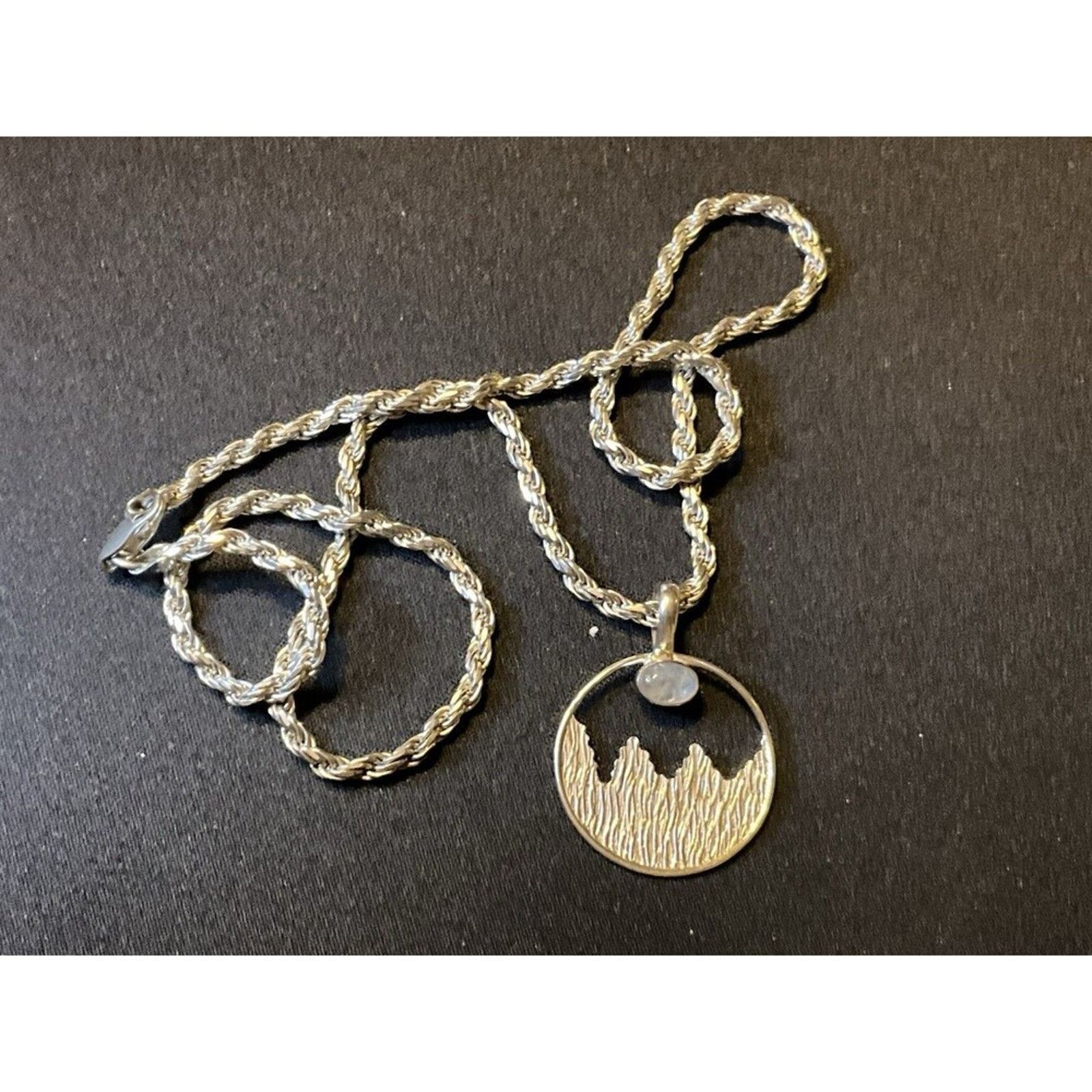 Other 925 Sterling Silver Mountain Scene with 18in Rope Chain Size ONE SIZE - 2 Thumbnail