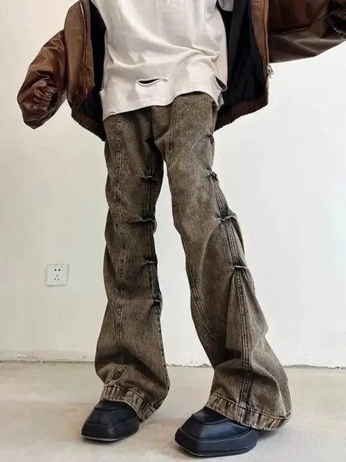 Jean Pleated Stacked Flare Denim Jeans Size US 30 / EU 46 - 2 Thumbnail
