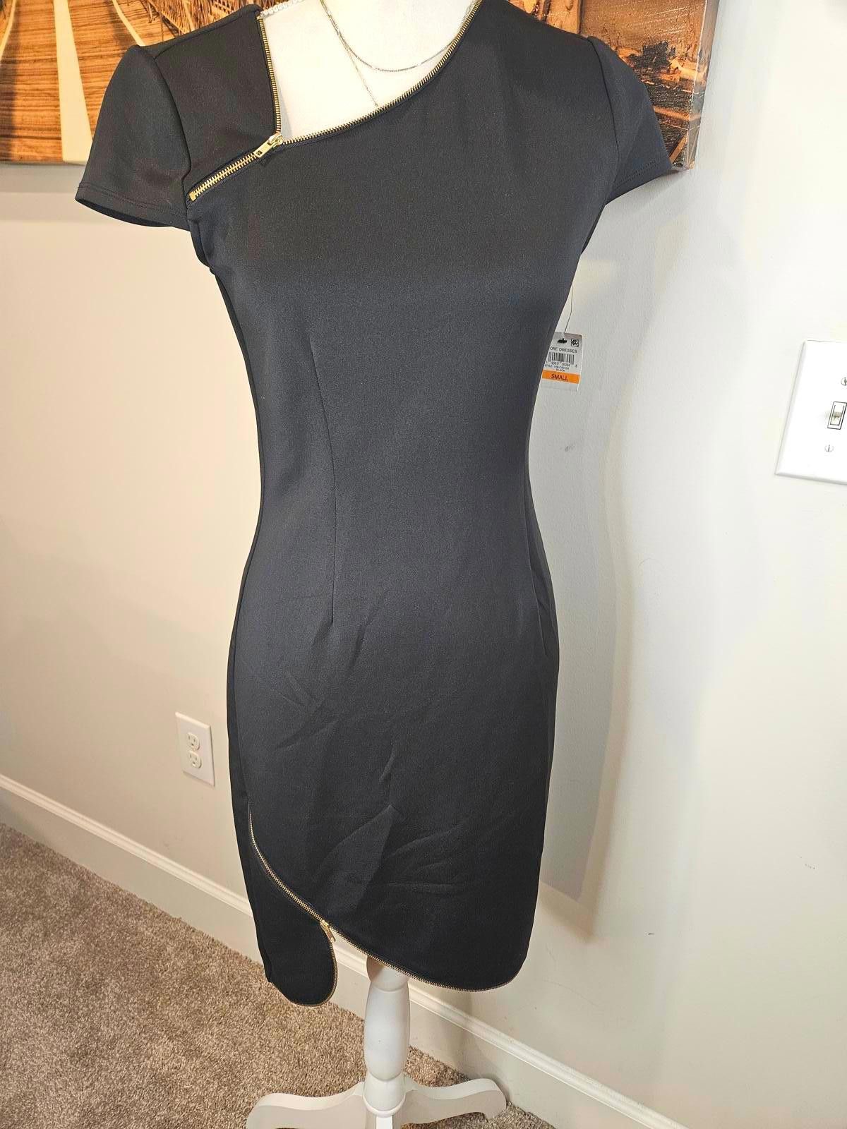 Designer Nwt Thalia Sodi Black Zipper Detail Dress #H33 Size M / US 6-8 / IT 42-44 - 1 Thumbnail