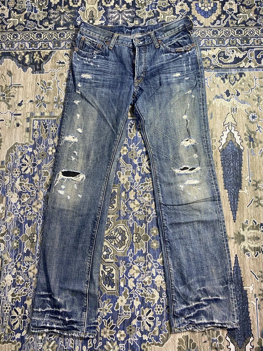 Japanese Brand Bartack Distressed Jeans Size US 32 / EU 48 - 1 Thumbnail