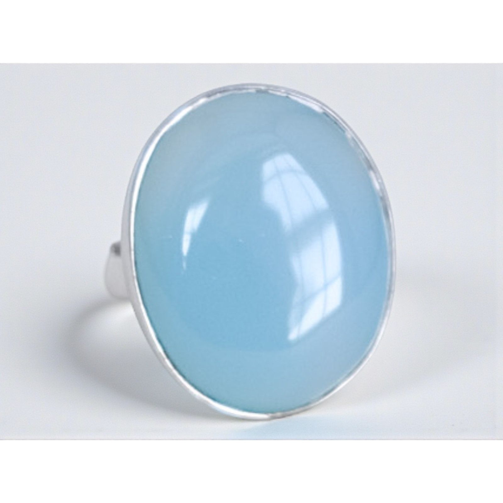 Other Vintage 925 Silver Blue Chalcedony Ring Large Oval Size ONE SIZE - 1 Thumbnail
