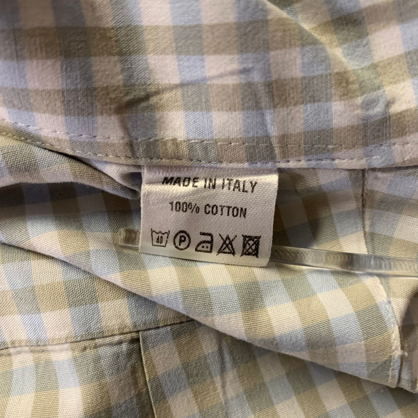 Ermenegildo Zegna ERMENEGILDO ZEGNA XXL White Blue Green Gingham Shirt Size US XXL / EU 58 / 5 - 6 Thumbnail