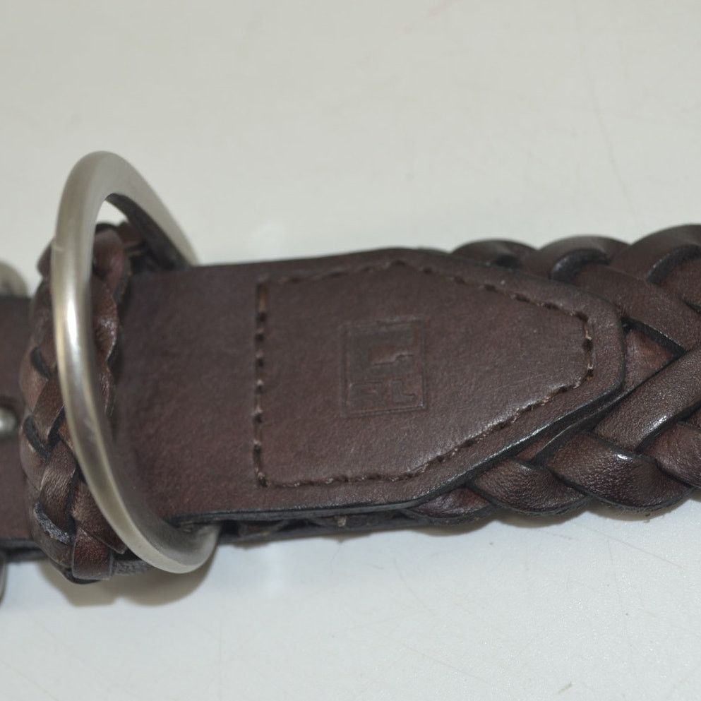 Other CRL Brown Leather Braided Weaved Men's Belt Silver Size 38 Size 38 - 8 Thumbnail