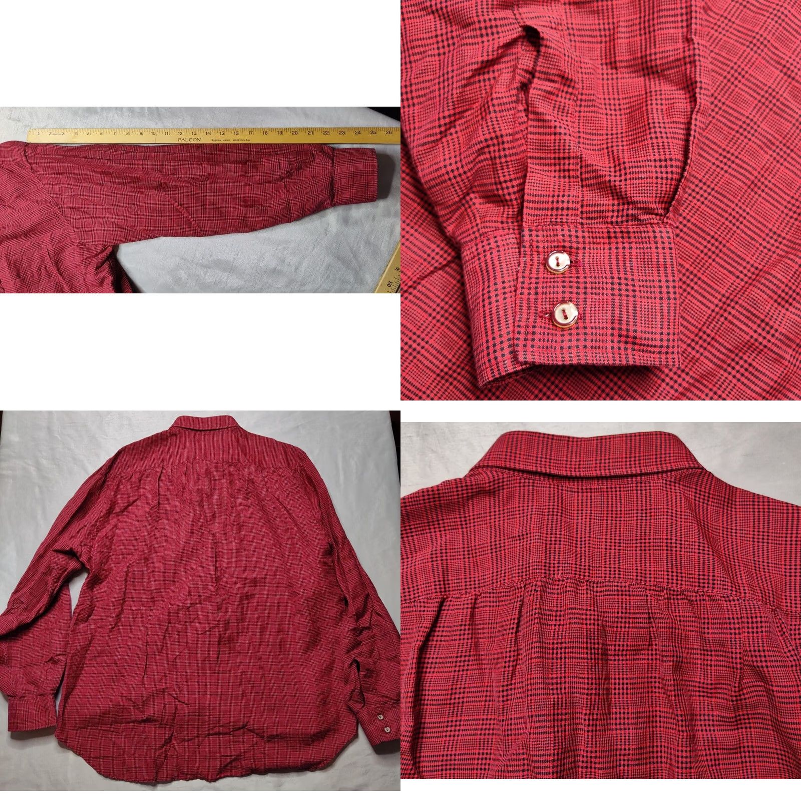 Pierre Cardin VTG PIERRE CARDIN Boutique Paris Men 3 (XL) Red Plaid 1/2 Button Tunic Shirt EUC Size US XL / EU 56 / 4 - 10 Thumbnail