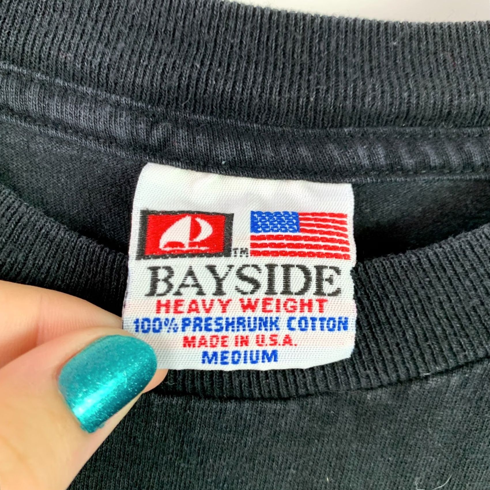 Vintage VINTAGE Bayside T-Shirt Black 100% Cotton Crew Neck Short Sleeve Unisex Adults M Mens Size US M / EU 48-50 / 2 - 4 Thumbnail