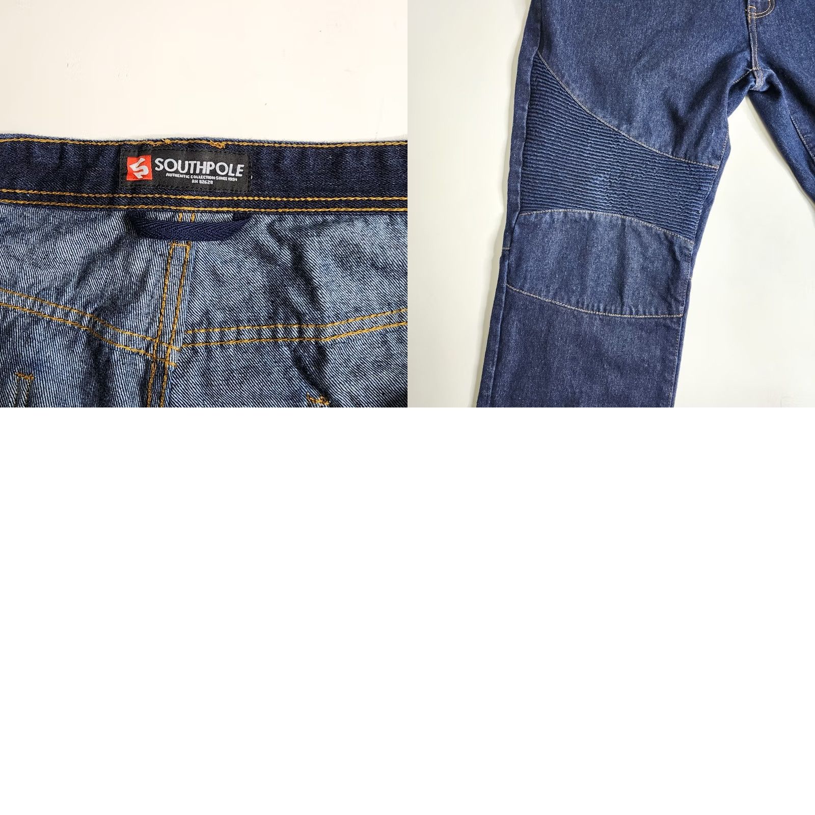 Southpole Southpole Moto Knee Style Jeans Dark Wash Men 44 x 32 Jeans Regular Blue 90s Style Mens Jeans Size US 44 / EU 60 - 8 Thumbnail