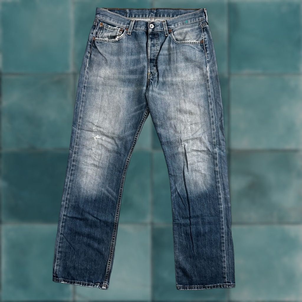 Levi's Levis 501 Vintage Y2K XX Straight Leg Jeans Blue Med Wash 33x32 32x31 Levi's 501 Jeans Mens Denim 90s Straight Vintage Blue Size US 33 - 1 Thumbnail