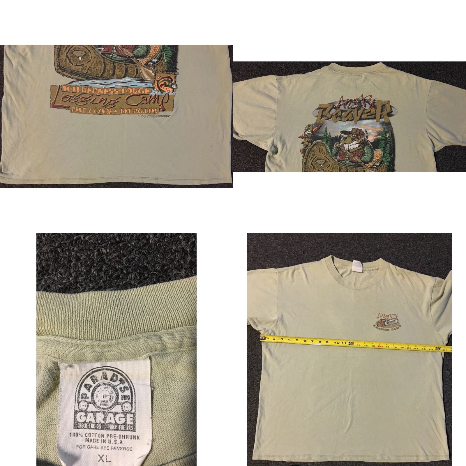 Vintage VINTAGE Angry Beaver Logging Camp Shirt XL Beige T-Shirt Men Bar 90s Funny Grunge Biker Nature USA USA Shirt Bears Beaver Logo Size US XL / EU 56 / 4 - 8 Thumbnail
