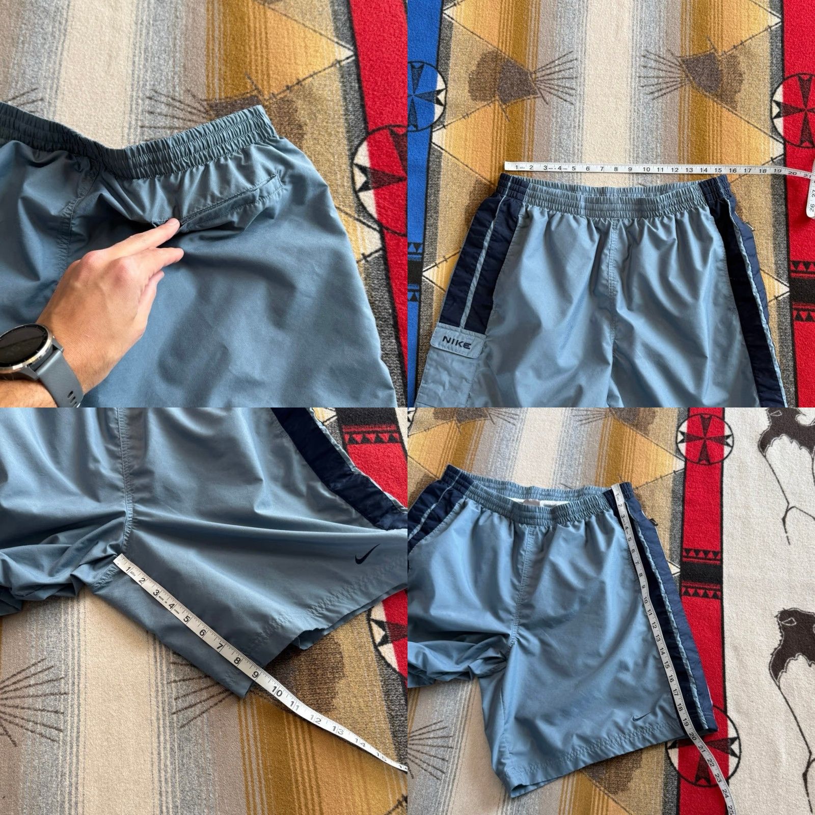 Nike VINTAGE Nike Board Shorts Swim Trunks Bottom Men XL Blue 90s Y2K Sports Summer Size US 36 / EU 52 - 8 Thumbnail