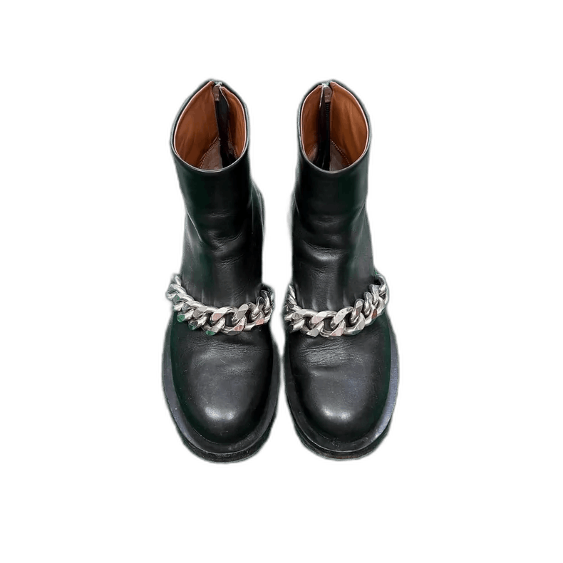 Givenchy Givenchy Givenchy Black Leather Chain Ankle Boots -2507 Size US 8 / IT 38 - 1 Thumbnail