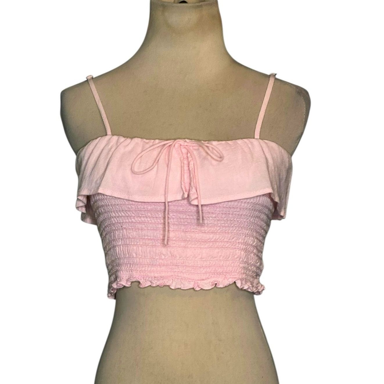 superdown SuperDown pink ruffle smocked crop tank top size Small Size S / US 4 / IT 40 - 1 Thumbnail