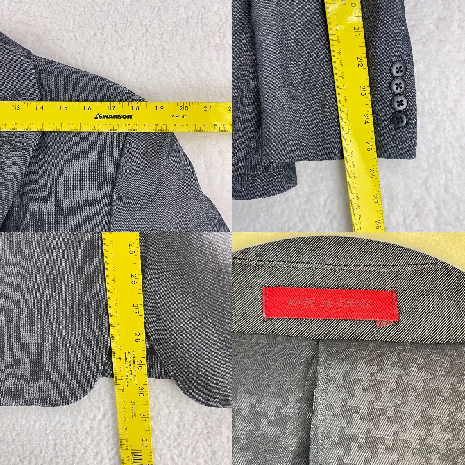 John Varvatos John Varvatos Dwell Blazer Jacket Mens 42R Gray Cotton Rayon Button 2 Button Solid 2-Button Blazer Jacket Men’s Gray Like New Size 42R - 8 Thumbnail