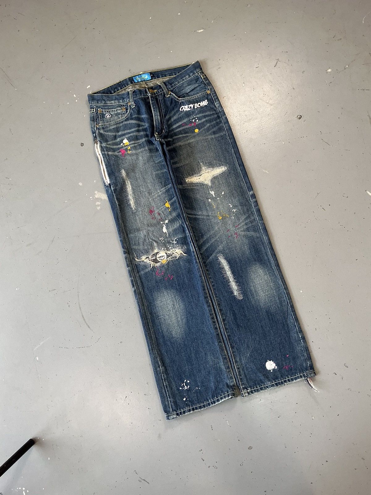 Designer × Vintage Vintage crazy bomb SpellOut distressed denim Size US 30 / EU 46 - 3 Thumbnail