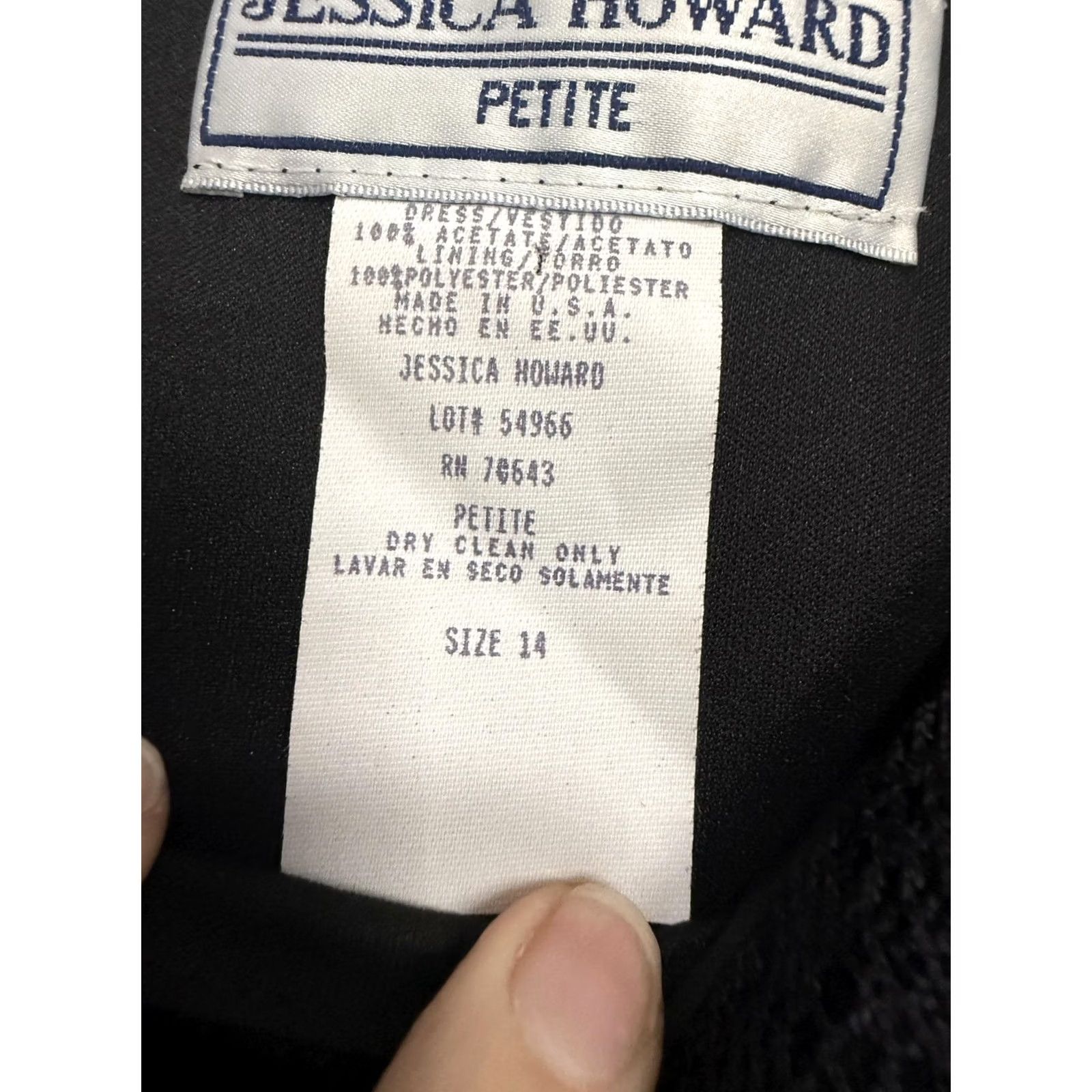 Vintage Jessica Howard Dress Womens 14P Black Floral Lace Sheath Midi Party Cocktail Size XL / US 12-14 / IT 48-50 - 4 Thumbnail