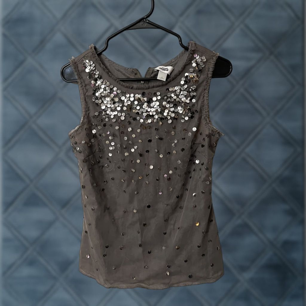 Loft VESTAGE Ann Taylor Loft Blouse Tank Top Women’s Sleeveless Size 6 Cotton Rayon Sequin Casual Size M / US 6-8 / IT 42-44 - 1 Thumbnail