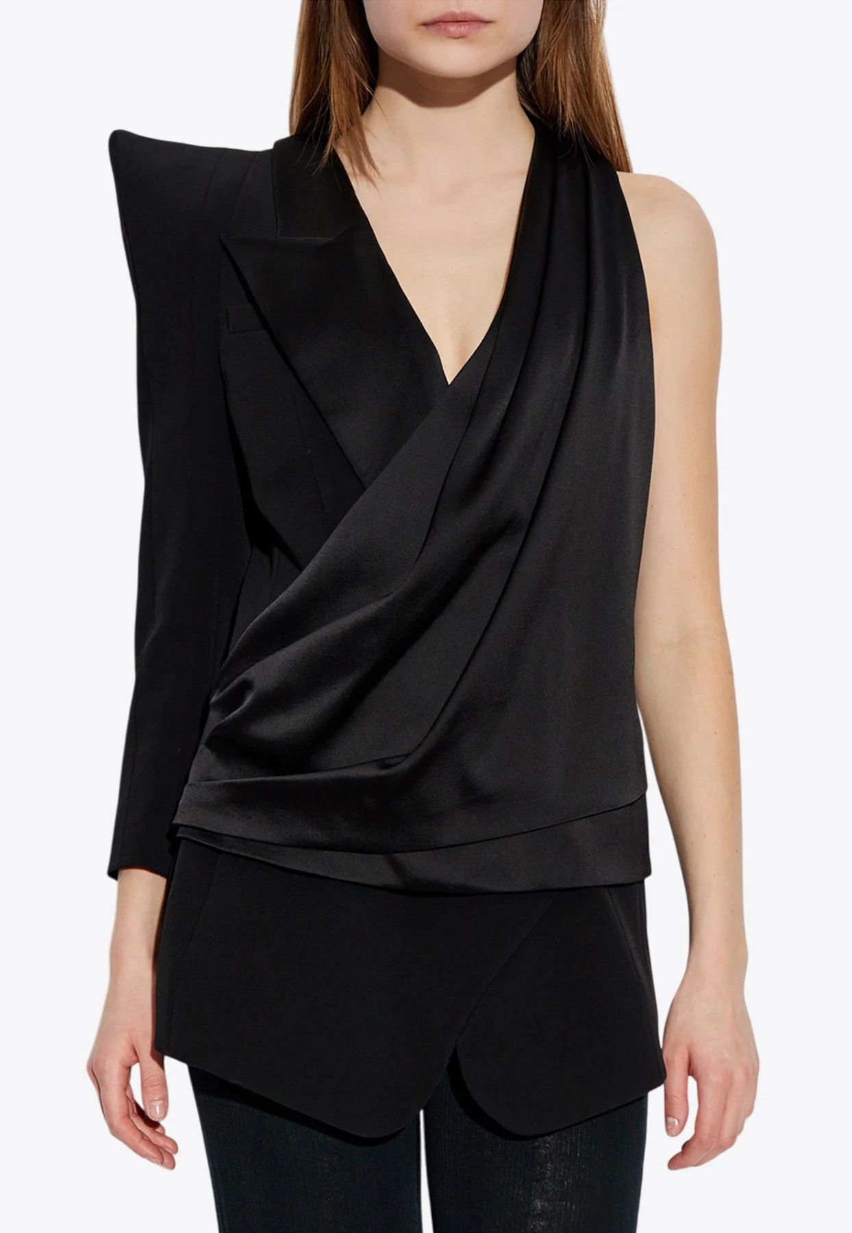 Balmain o1srvl11e1125 Asymmetric Blazer in Black Size L / US 10 / IT 46 - 5 Thumbnail
