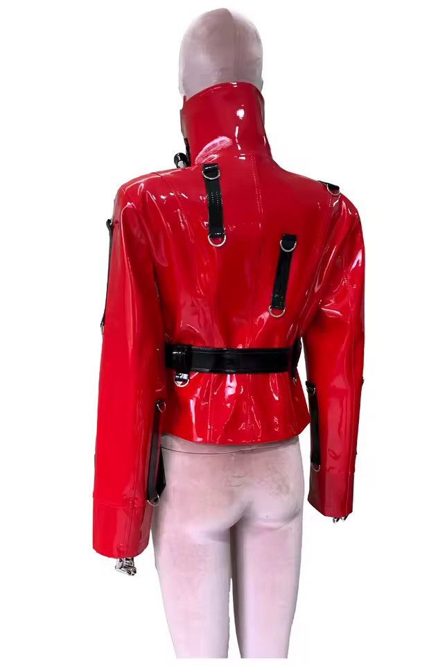 Other Gothic Punk Faux Leather Red & Black Women’s Jacket Size S / US 4 / IT 40 - 6 Thumbnail