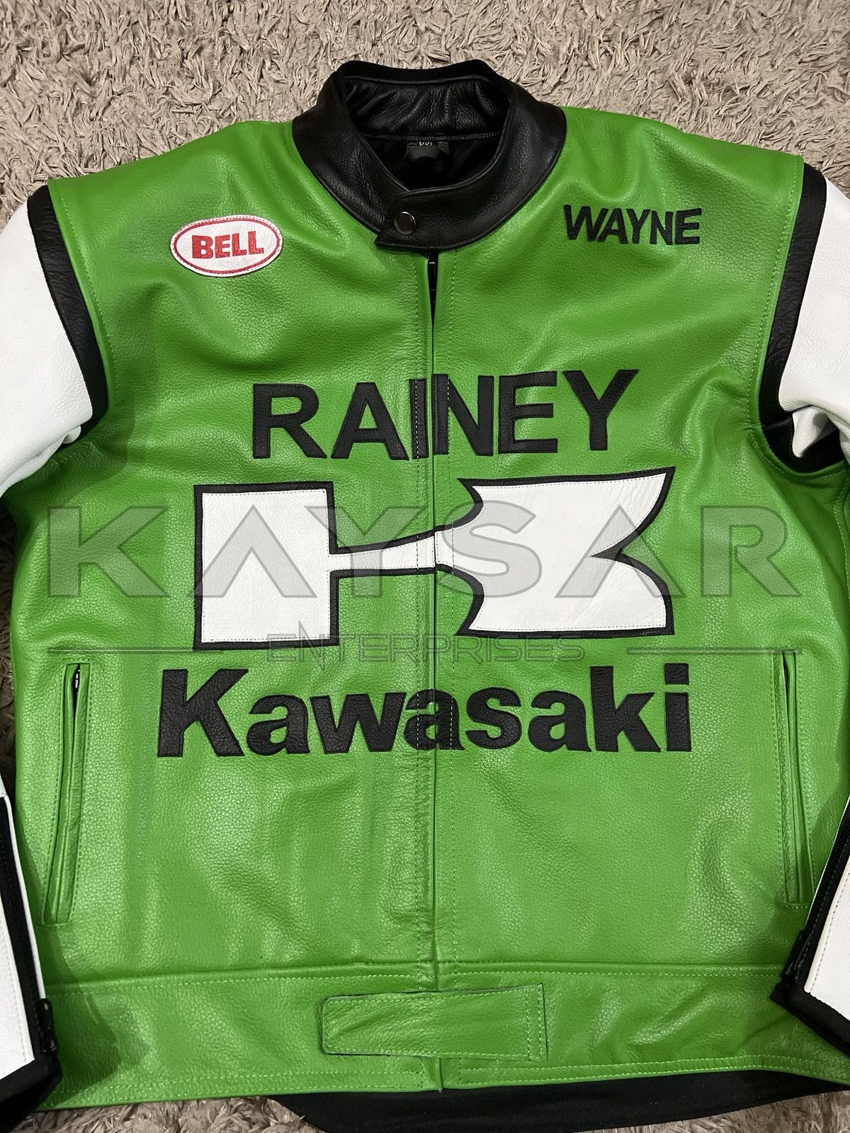 Kawasaki Racing Leather Jacket Rainey Style MotoGP.