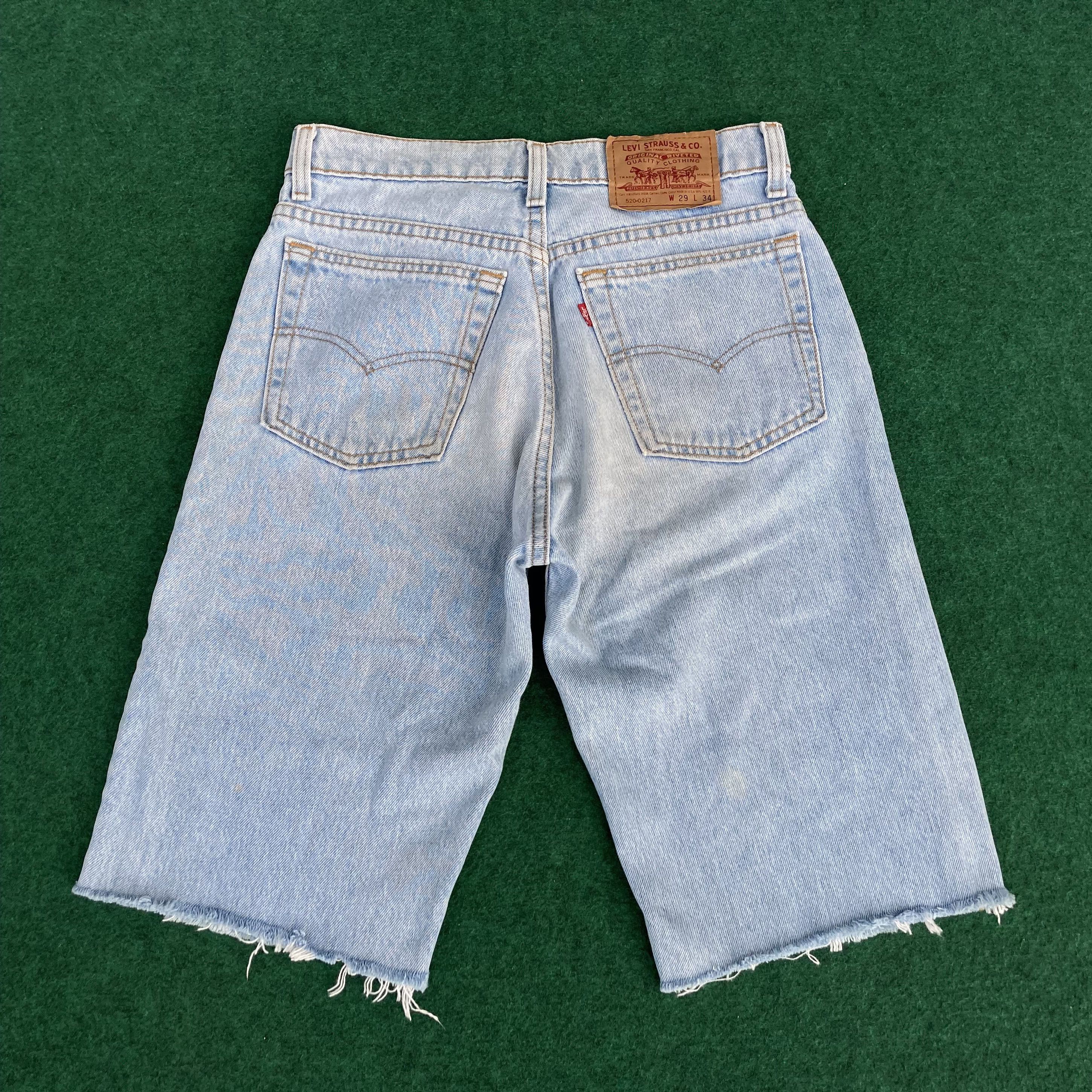 Levi's × Vintage Vtg Levis 520 Short Distressed Jorts Ripped Grunge Jeans Size US 28 / EU 44 - 10 Thumbnail