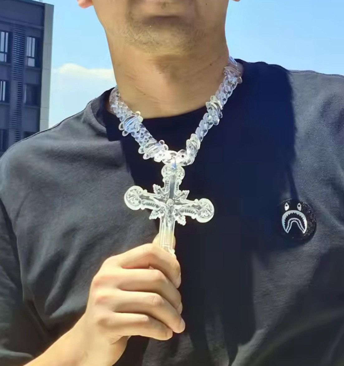 Jewelry 🔥 Luxe Acrylic Cross Necklace | Clear Crystal Design Size ONE SIZE - 1 Thumbnail
