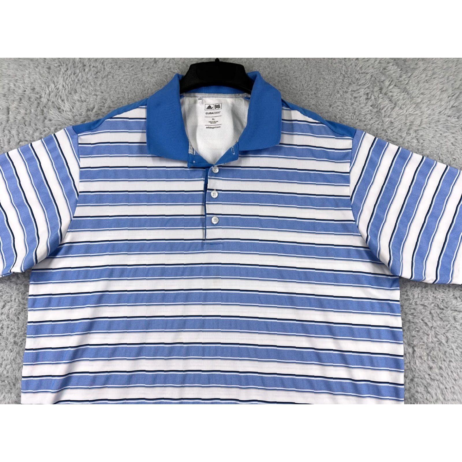 Adidas Adidas Polo Shirt Mens XL Blue Striped 100% Polyester Golf Polo Shirt Size US XL / EU 56 / 4 - 4 Thumbnail