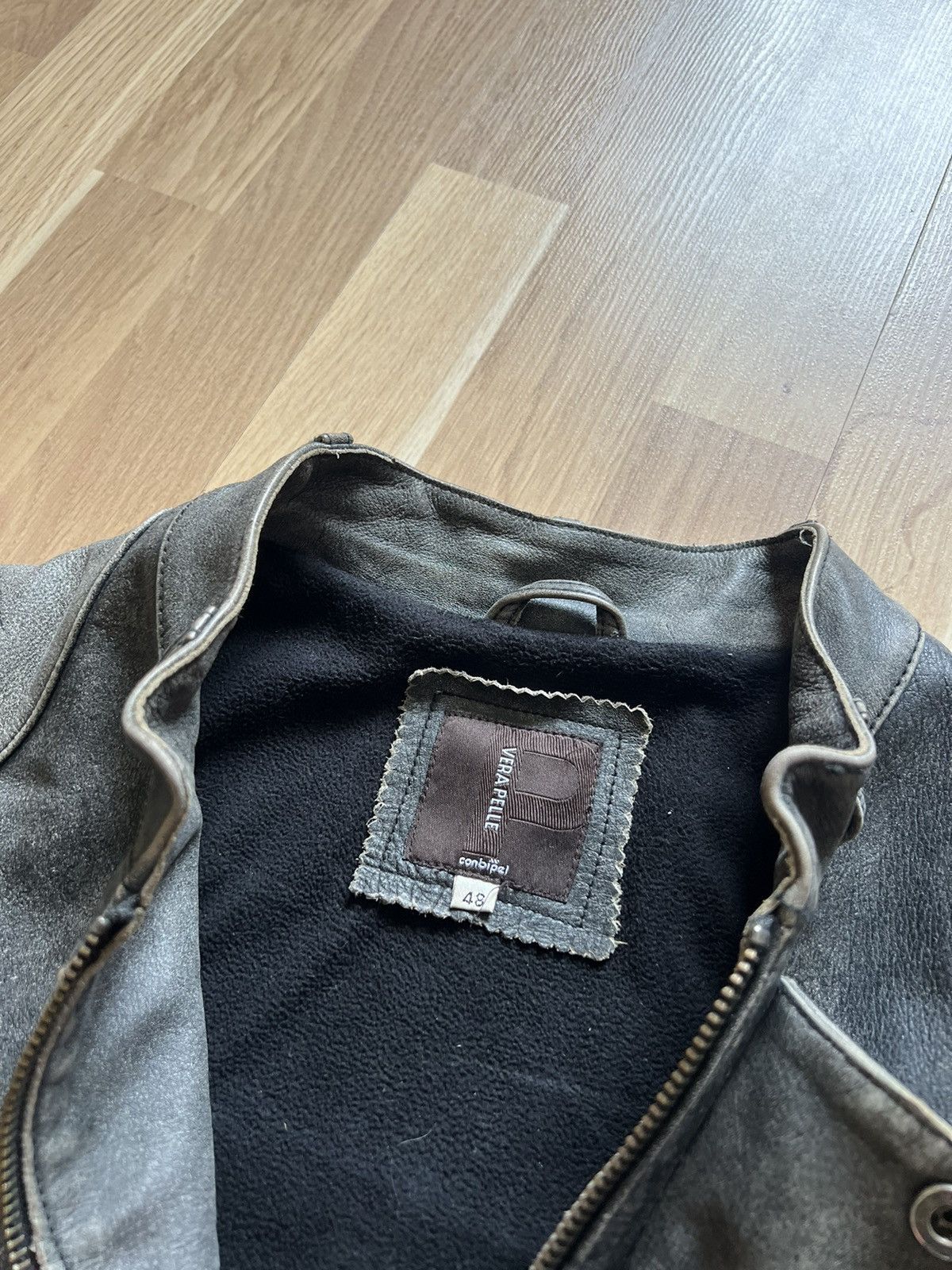 Vintage Vintage faded avant garde leather jacket Rick Owens style 90 Size US M / EU 48-50 / 2 - 9 Thumbnail