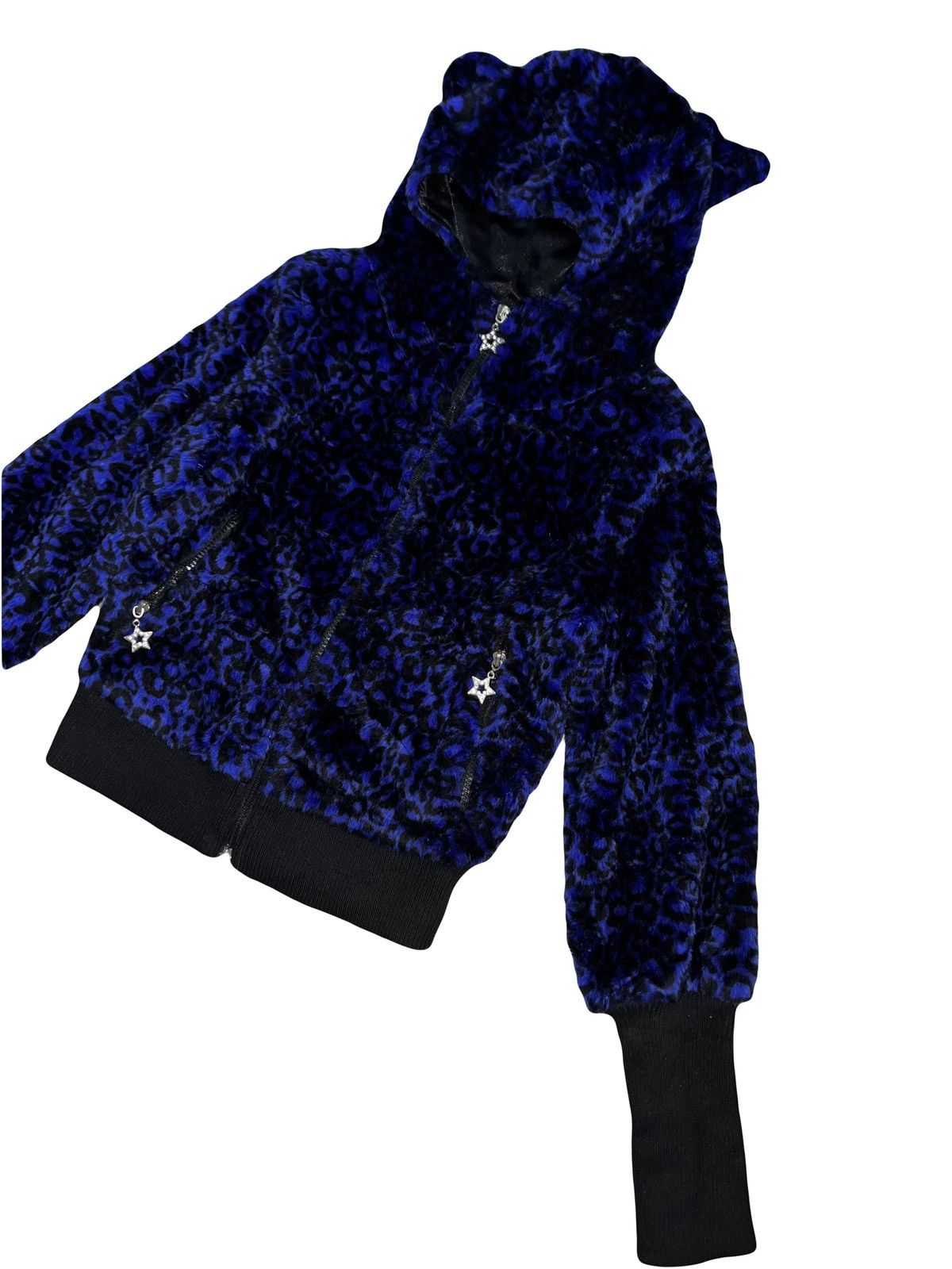 Japanese Brand JSG leopard fur cat ear hoodie zip ★☆ Size ONE SIZE - 3 Thumbnail
