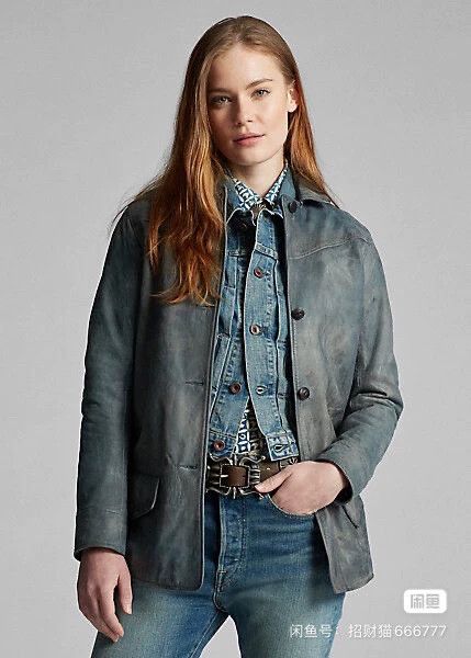 RRL Ralph Lauren RRL Women’s Blue Dyed Leather Jacket Size S / US 4 / IT 40 - 1 Thumbnail