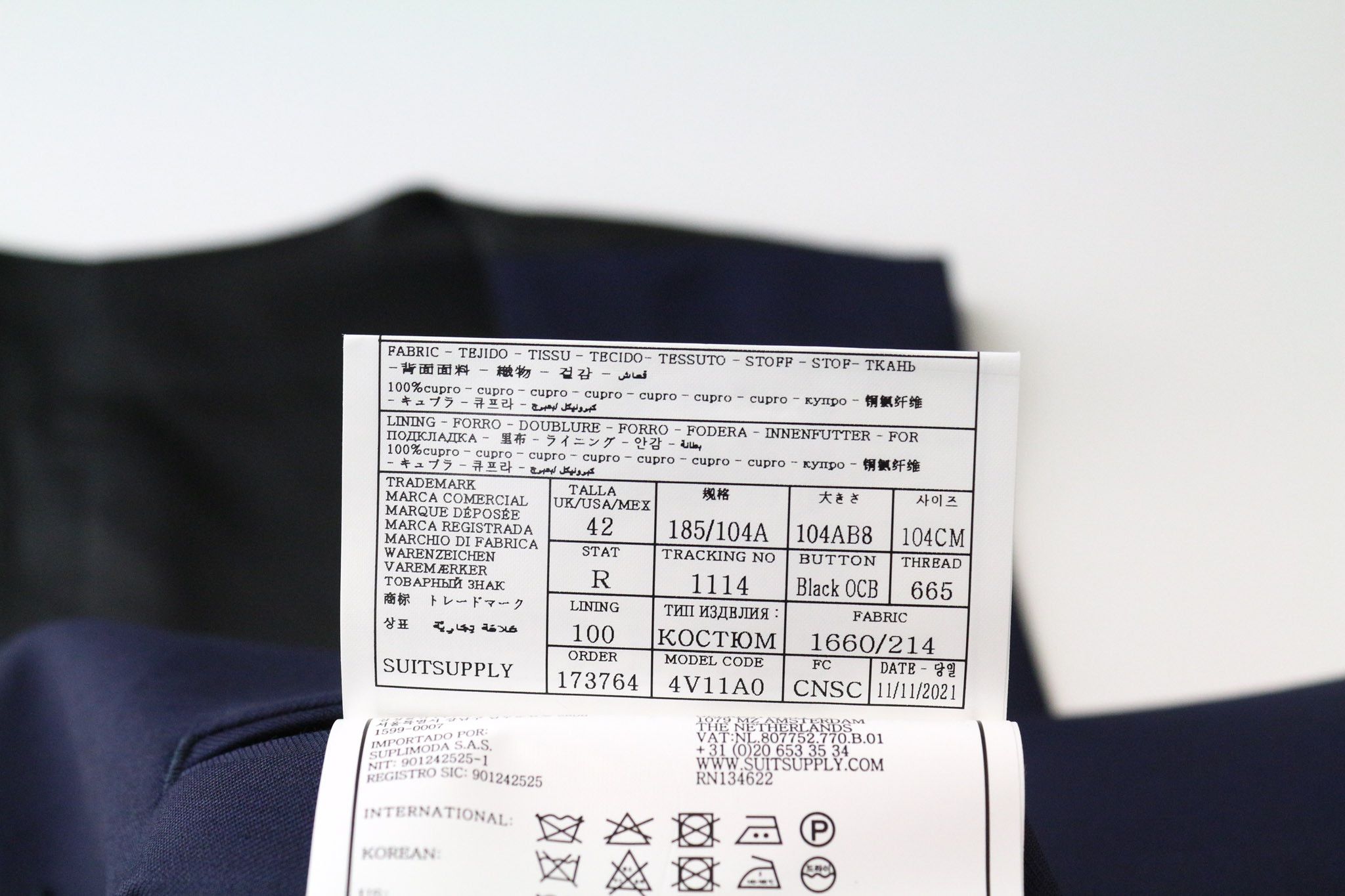 Suitsupply LAZIO TUX UK42R Blue Wool S130s 3Pc Suit 75237 Size 42R - 7 Thumbnail