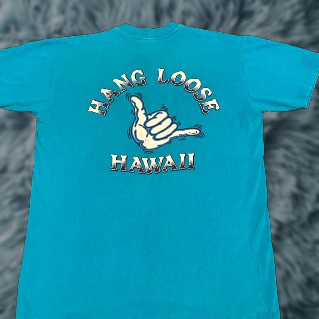 Logo 7 VINTAGE Hang Loose Hawaii Surfer Surf VTG Shirt Mens L Blue 90s 80s Beach Surf 1990s USA Shirts Mens Size US L / EU 52-54 / 3 - 1 Thumbnail