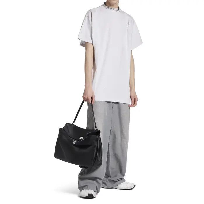 Balenciaga o1w1db10226 Dup / Pierced T- Shirt Oversized in White Size M / US 6-8 / IT 42-44 - 3 Thumbnail