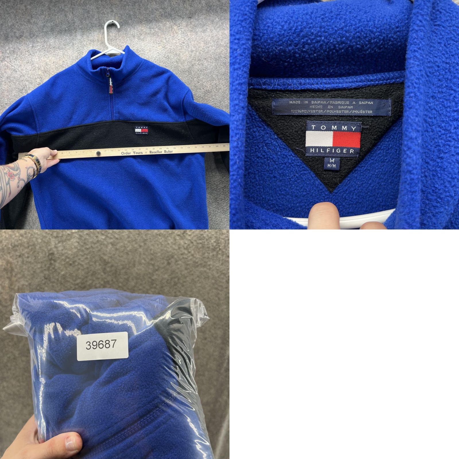 Tommy Hilfiger VINTAGE Tommy Hilfiger Jacket Mens M Blue Black Fleece 1/4 Zip Pullover 90s Size US M / EU 48-50 / 2 - 8 Thumbnail