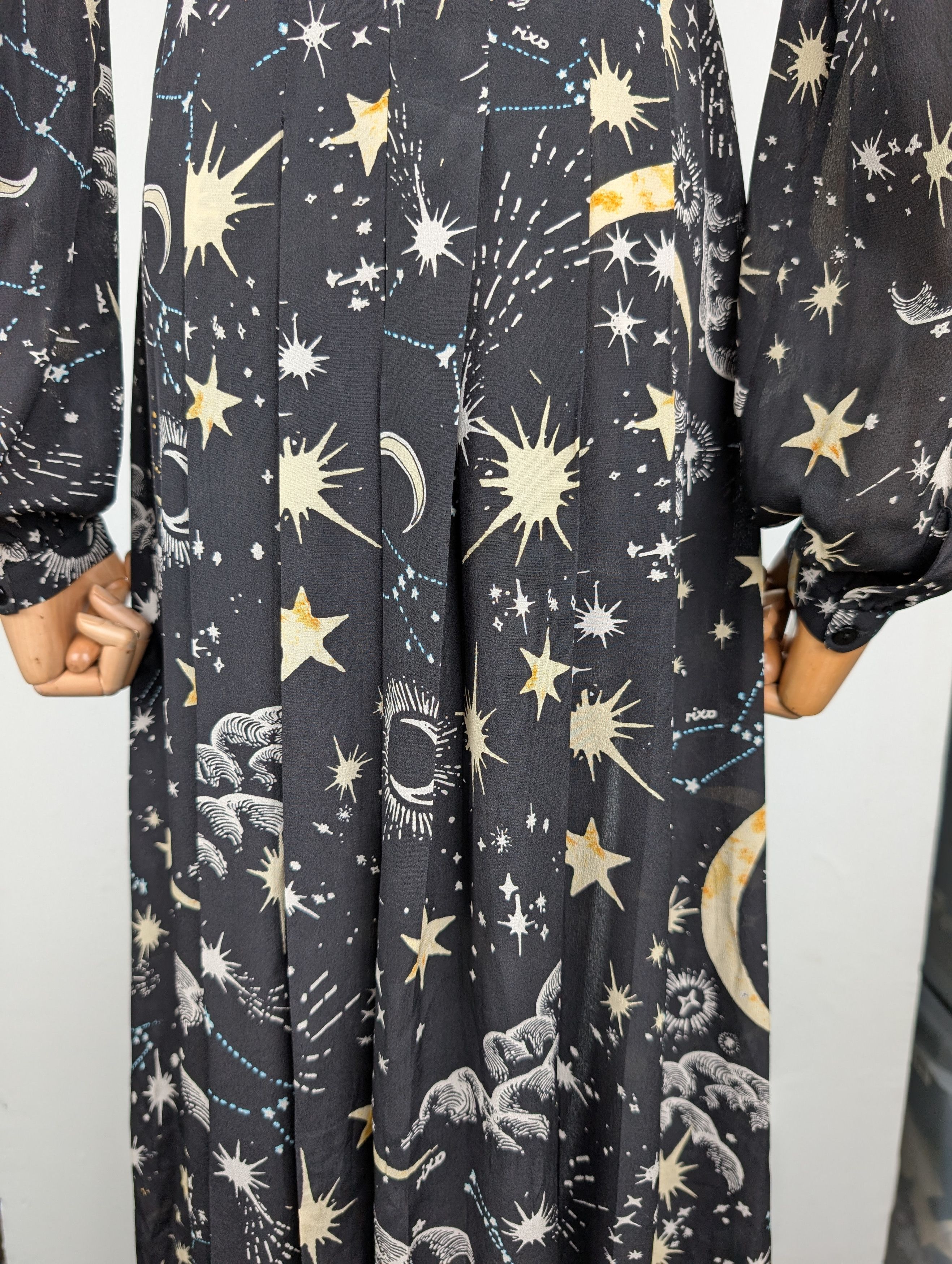 RIXO Rixo Black Star Printed Silk Dress Size S / US 4 / IT 40 - 7 Thumbnail
