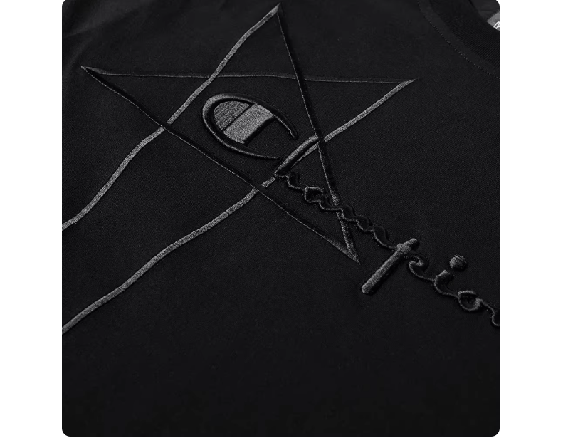 Champion × Rick Owens Rick Owens x Champion black embroidered short-sleeve tee Size US XS / EU 42 / 0 - 5 Thumbnail