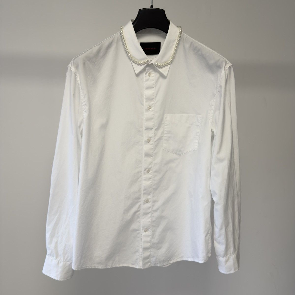 Simone Rocha White Cotton Shirt With Pearl Collar Size US M / EU 48-50 / 2 - 1 Thumbnail
