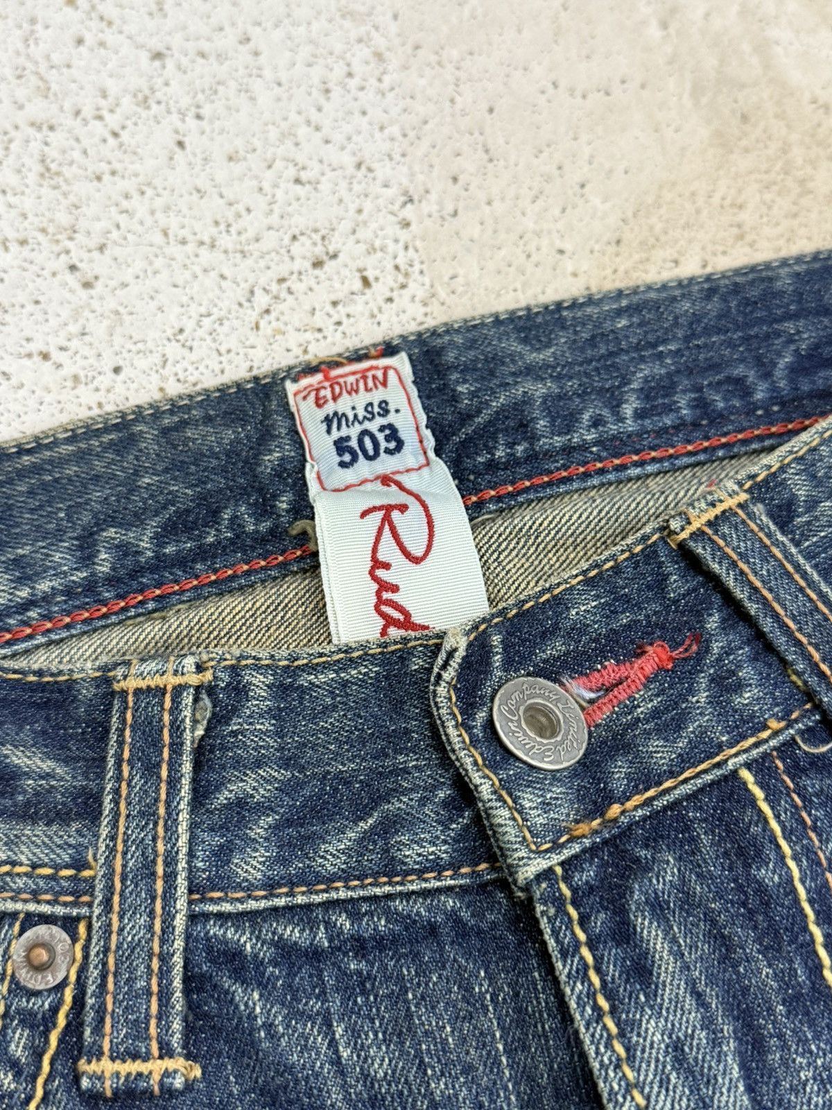 Edwin Vintage Miss 503 Rude Flare Mudwash Unisex Denim Japan Size 29" - 11 Thumbnail