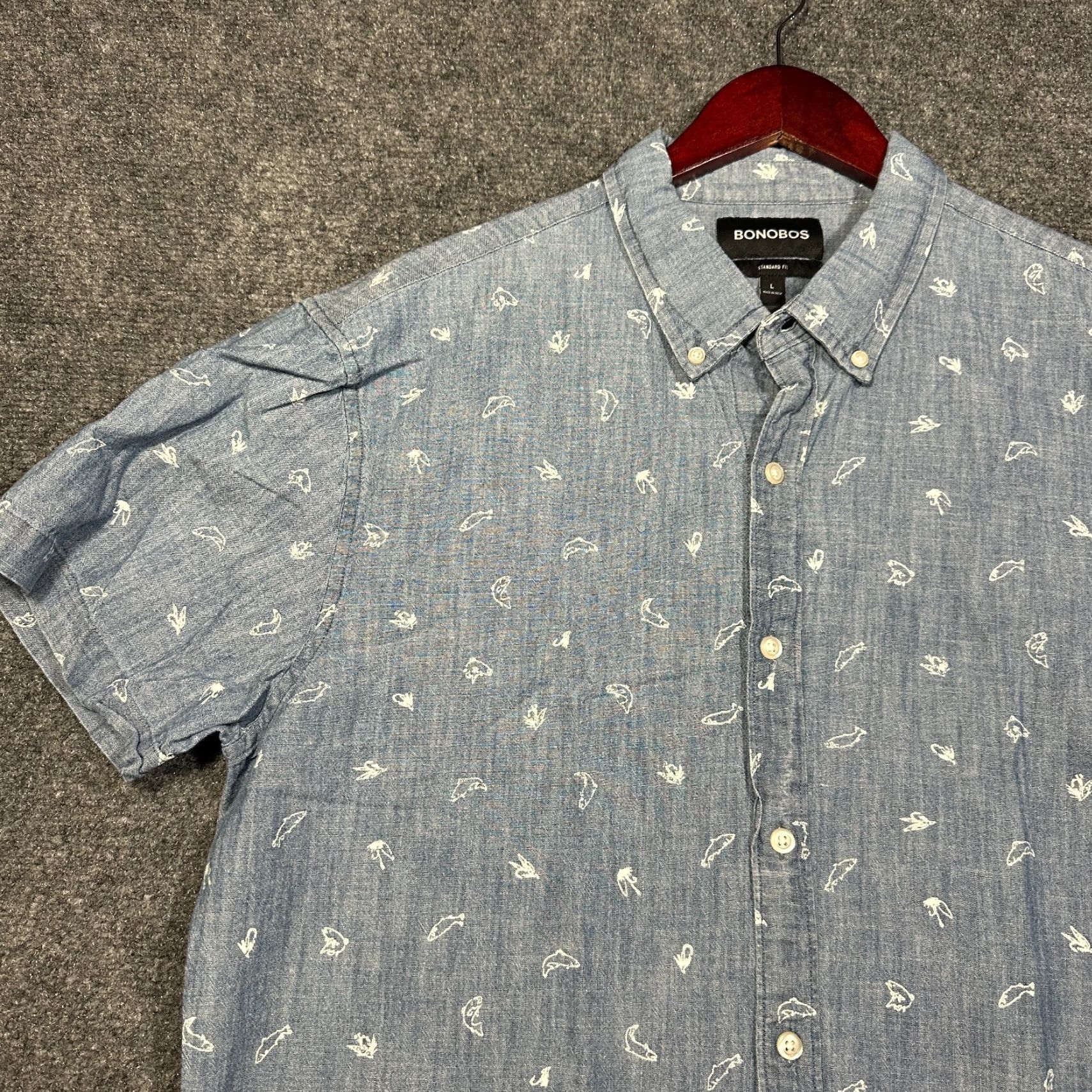 Bonobos Bonobos Shirt Mens L Regular Fit Blue Chambray Button-Down Cotton Size US L / EU 52-54 / 3 - 4 Thumbnail