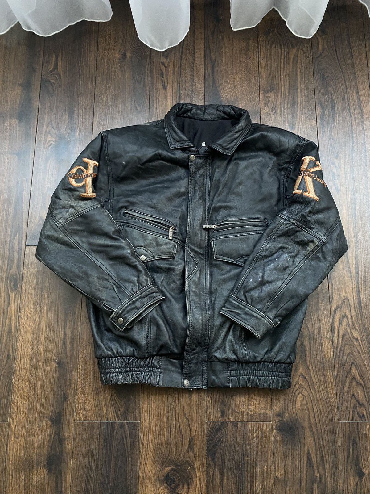 Calvin Klein Vintage Calvin Klein Jeans Of America Leather Jacket 90s USA Size US L / EU 52-54 / 3 - 6 Thumbnail
