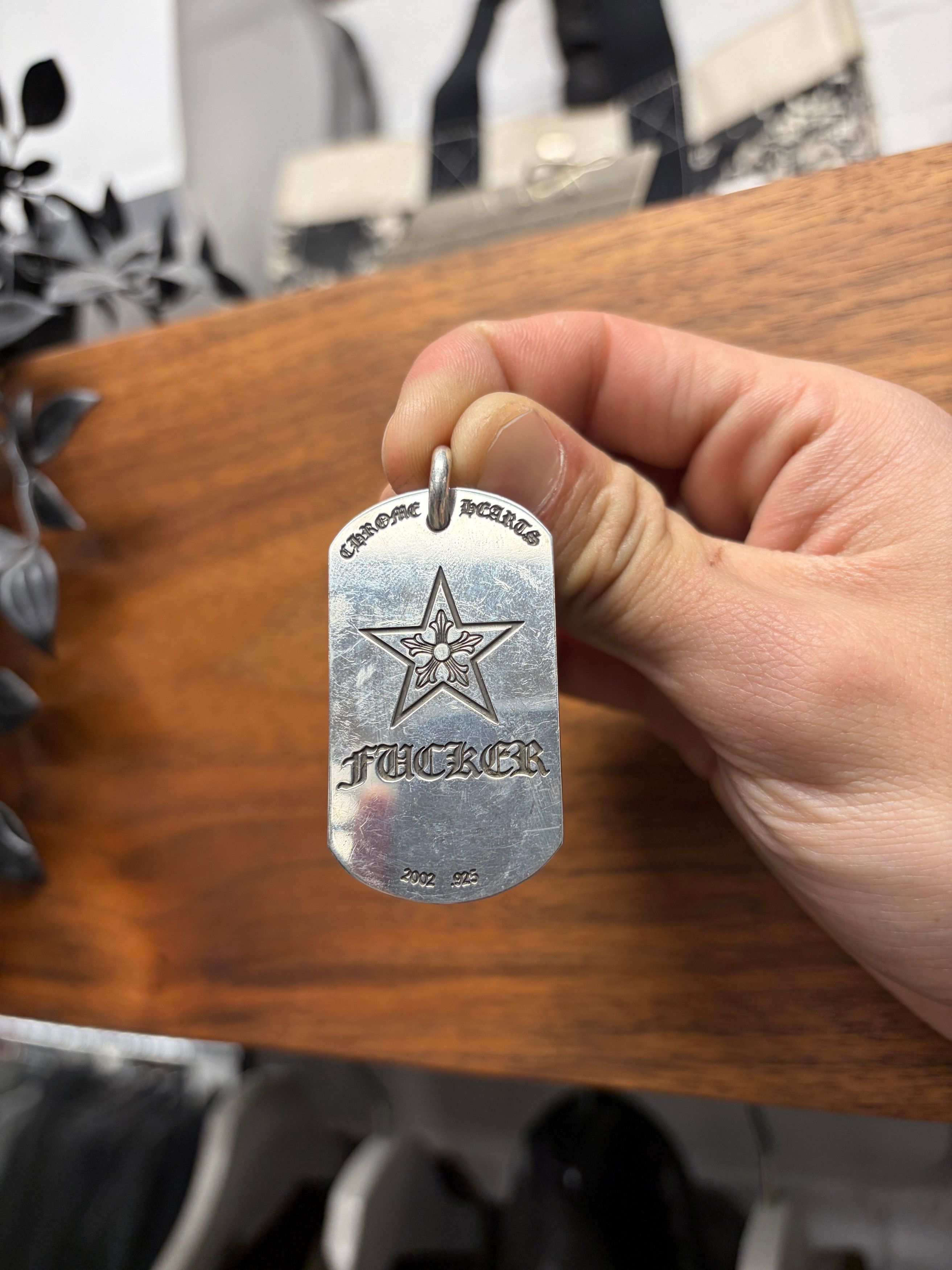 Chrome Hearts Chrome Hearts ‘Fucker/Rolling Stones’ Tongue & Lips 925 Silver Dogtag Size ONE SIZE - 1 Thumbnail