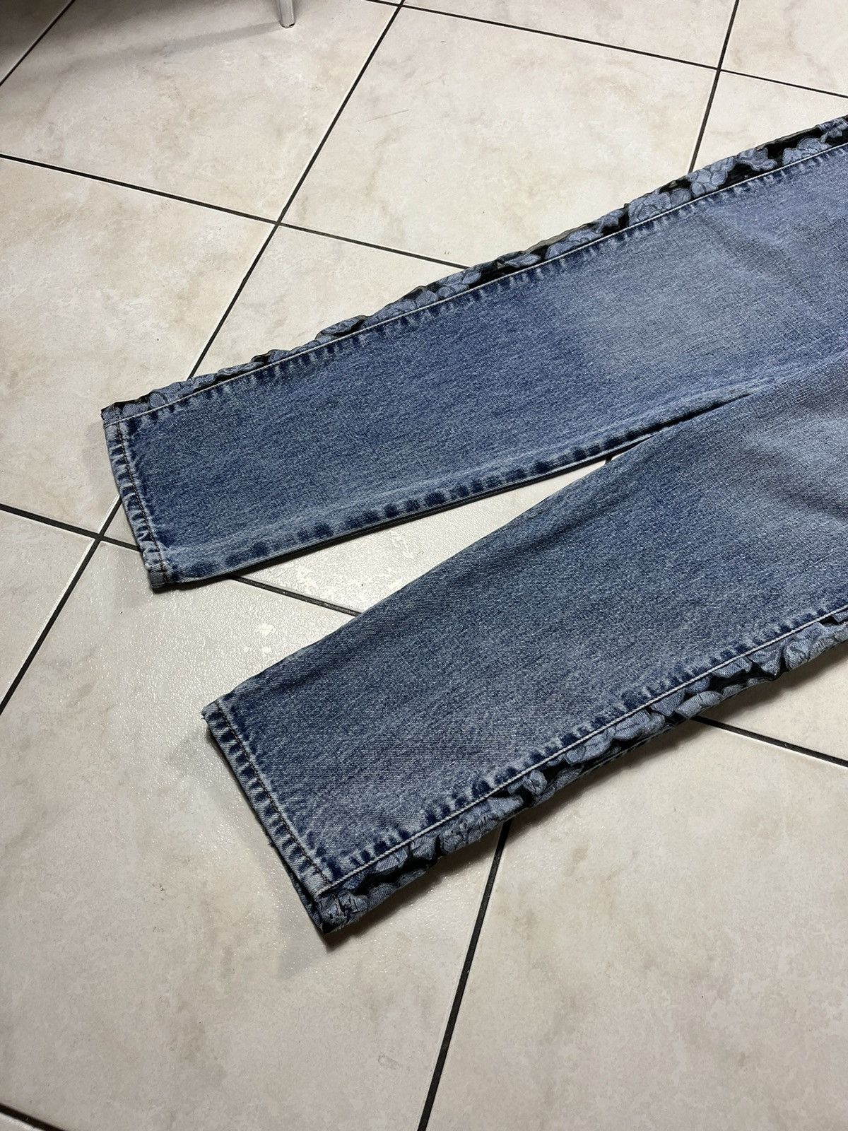 Designer × Diesel Diesel D-Pilut mesh stripe jeans pants washed distressed Size 28" / US 6 / IT 42 - 9 Thumbnail