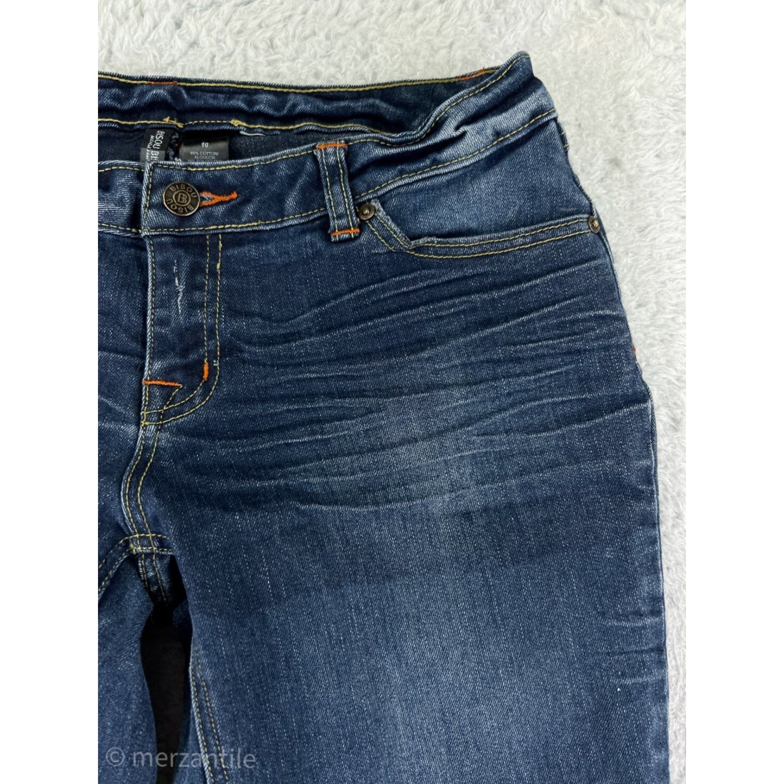Vintage BISOU BISOU Jeans Womens 10 Blue Denim Flare Low Rise Medium Wash Cotton Size 32" / US 10 / IT 46 - 6 Thumbnail