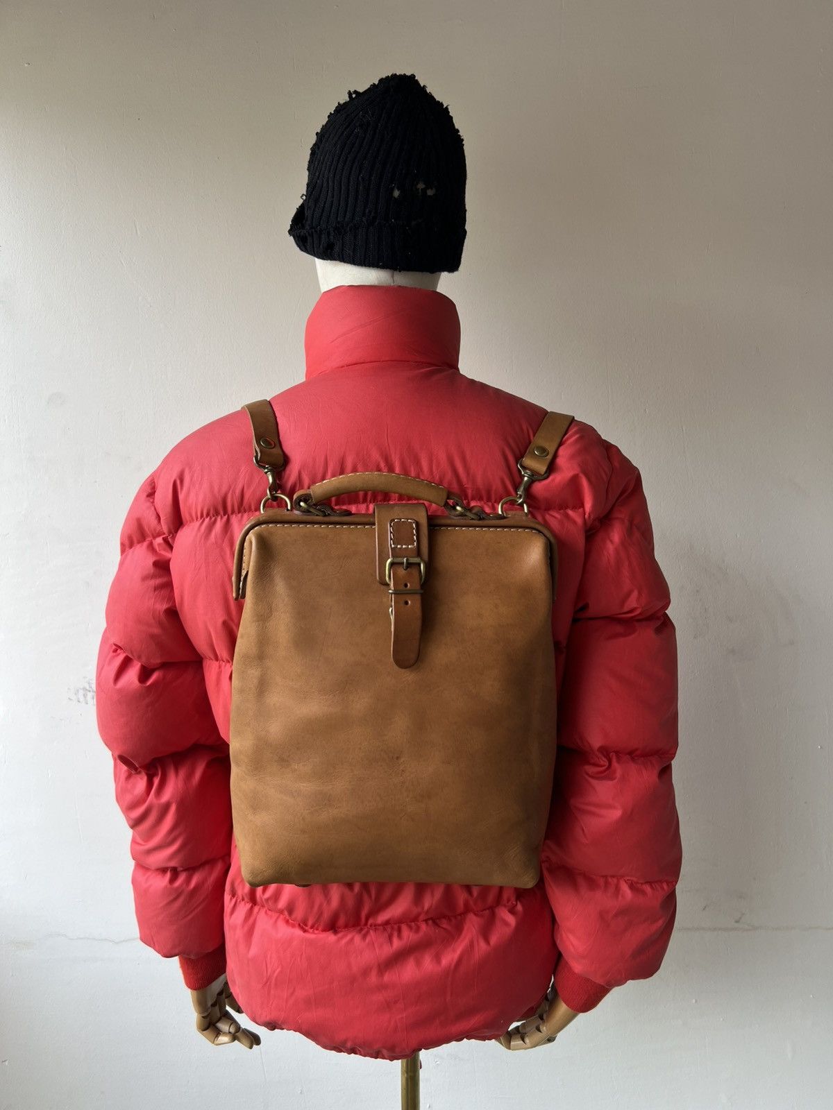 Leather Vintage HERZ Japan Patina Leather Backpack Rucksack Size ONE SIZE - 5 Thumbnail