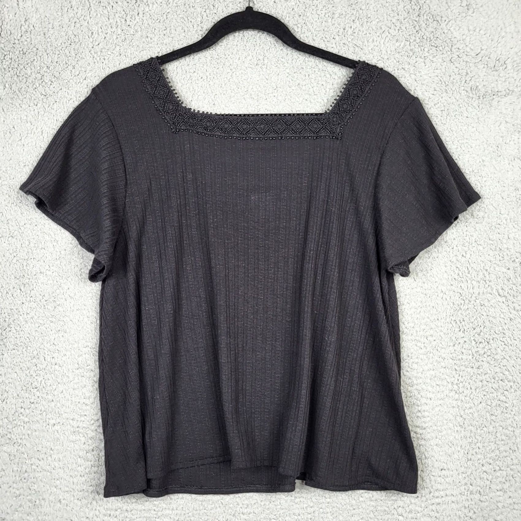 Old Navy Old Navy Womens Square Neck Short Sleeve Blouse L Black NEW Size L / US 10 / IT 46 - 6 Thumbnail