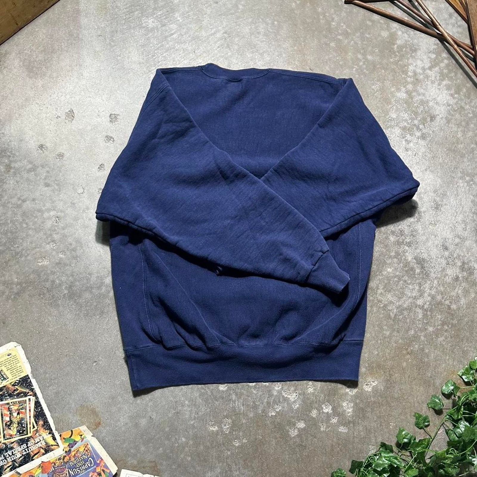 Hanes Vintage 90s Pluma Navy Blue Blank Crewneck USA Sweatshirt Size US XL / EU 56 / 4 - 2 Thumbnail