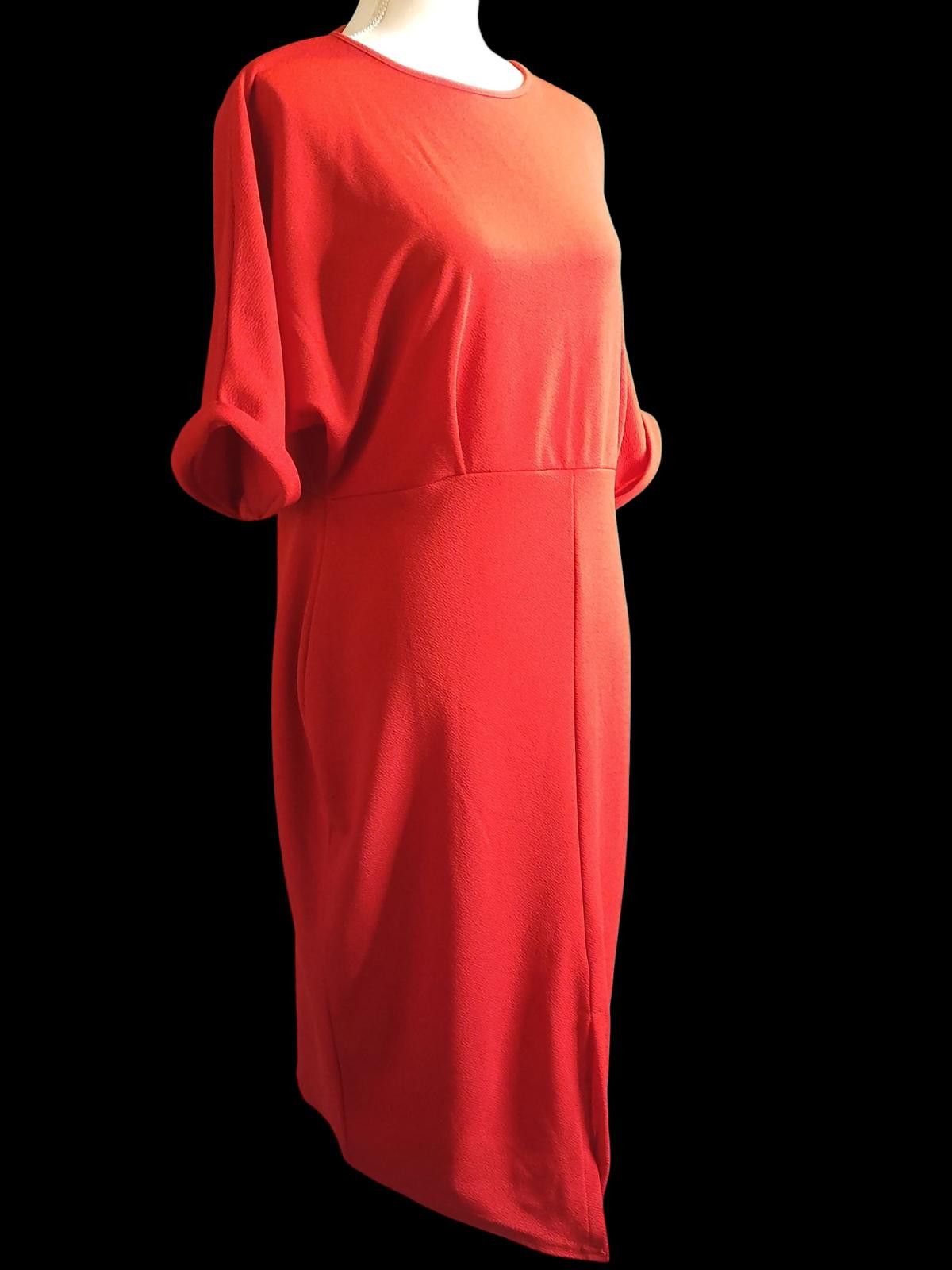 Boohoo Boohoo Women's Red Midi Dress with Short Sleeves Size XXL / US 16-18 / IT 52-54 - 4 Thumbnail