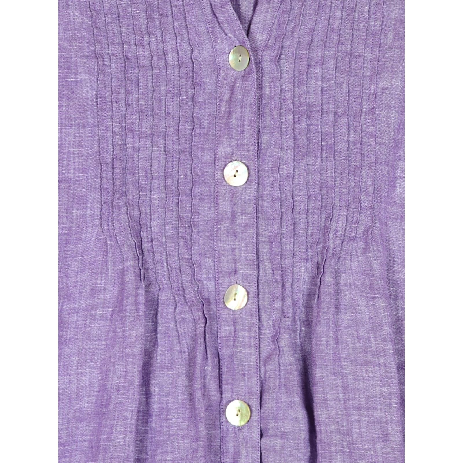 Vintage Foxcroft Linen Button Up Shirt Sz 16 Purple 3/4 Sleeve Beachy Pintuck Resort Cruise Casual Beachy Resort Size XXL / US 16-18 / IT 52-54 - 5 Thumbnail